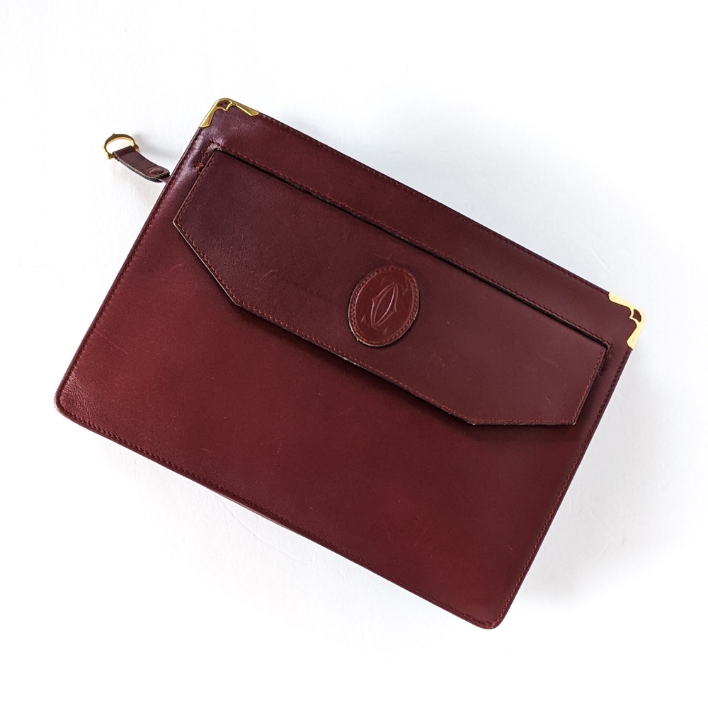 Vintage Cartier Bordeaux Leather Clutch